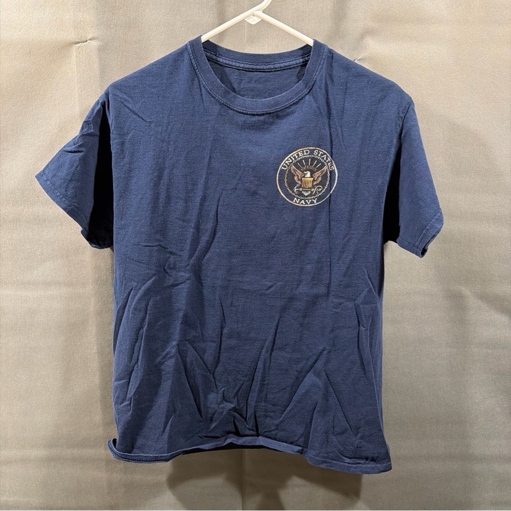 U.S. Navy T-shirt With Emblems Front & Back Short sleeve. No Brand Or Sz See Pic